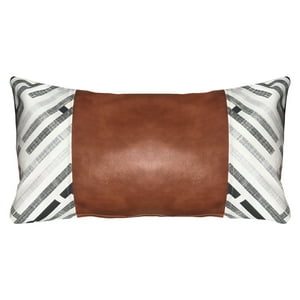 Elizabeth Peper - Funda Cojin Decorativo Ecocuero Gris Y Beige 50X30