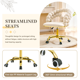 thumbnail image 4 of Silla de vanidad trasera de burbuja de terciopelo, silla de maquillaje giratoria de 360 ° de altura ajustable con base de metal de oro y ruedas rodantes silenciosas, 4 of 5