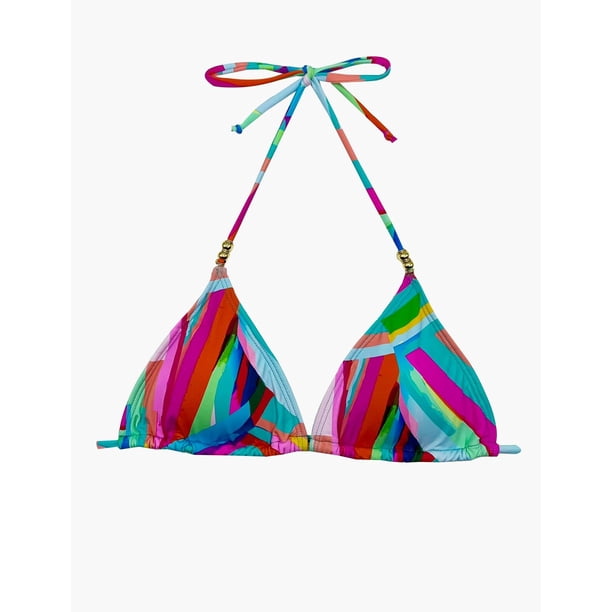 Bikini estilo triángulo clásico estampado verde Talla XL