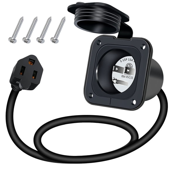 Entrada de alimentación Shore EilxMag 15 A 125 V con cable de 24 cm NEMA 5-15P