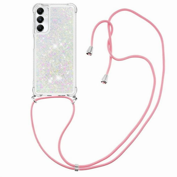Funda FOXDOCK para Samsung Galaxy A05s con Cuerda Ajustable, Brillo Líquido, Protección Antigolpes y Lente – Ideal para Regalo