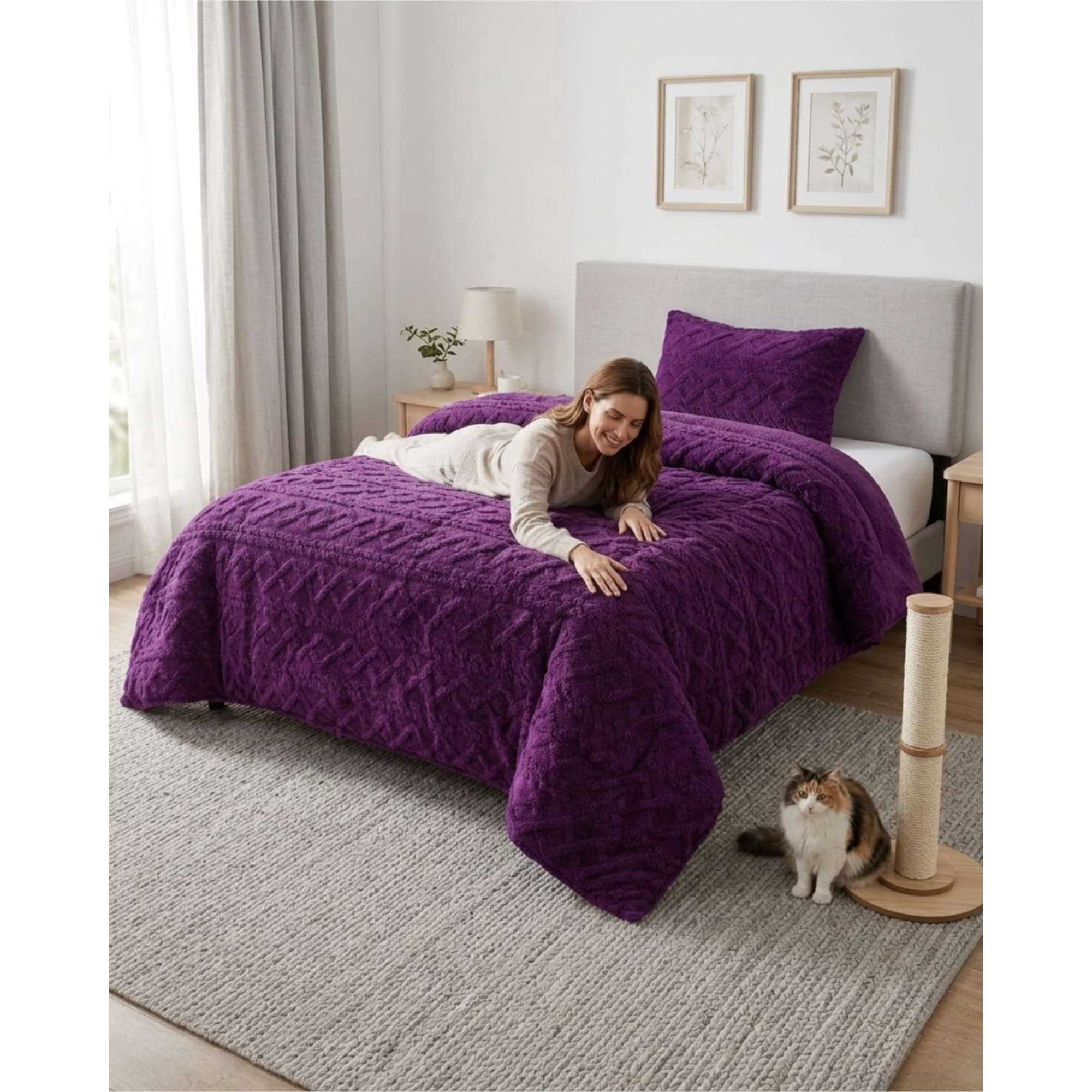 Mylhogar - Cobertor 2 Plazas Chiporro Trenzado De Invierno