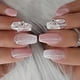 thumbnail image 1 of Press On Nails, Medium Square French False Nails With Shinny And Artificial Gem Design, Reusable Glossy Fake Nails For Women, 1 of 2