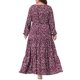 thumbnail image 3 of Agnes Orinda Vestido Largo Maxi de Lunares para Mujer Talla Grande de Escuela Colegio con Mangas de Linterna y Dobladillo con Volantes Flowy Boho 3X Rojo Oscuro, 3 of 6