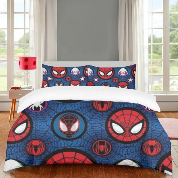 x891 Bed SheetsSpiderMan Bed Sheets Set Complete Case Linen Quilt Cover 3-Piece Bedding Set (1 Duvet Cover + 2 Pillow Shams) nj891