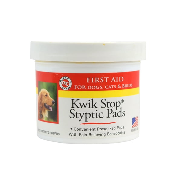 Almohadillas astrípticas Miracle Care Kwik Stop 90 con benzocaína previamente remojada