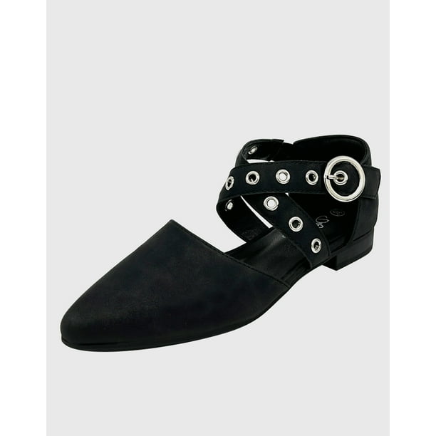 Ballerina para mujer plana Ecocuero Negro