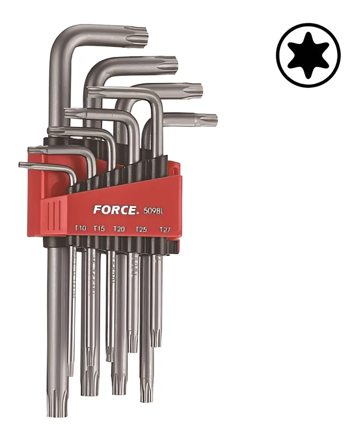 Genérico - Juego Llaves Torx Largas De T10 A T50 9Pz 5098L Force