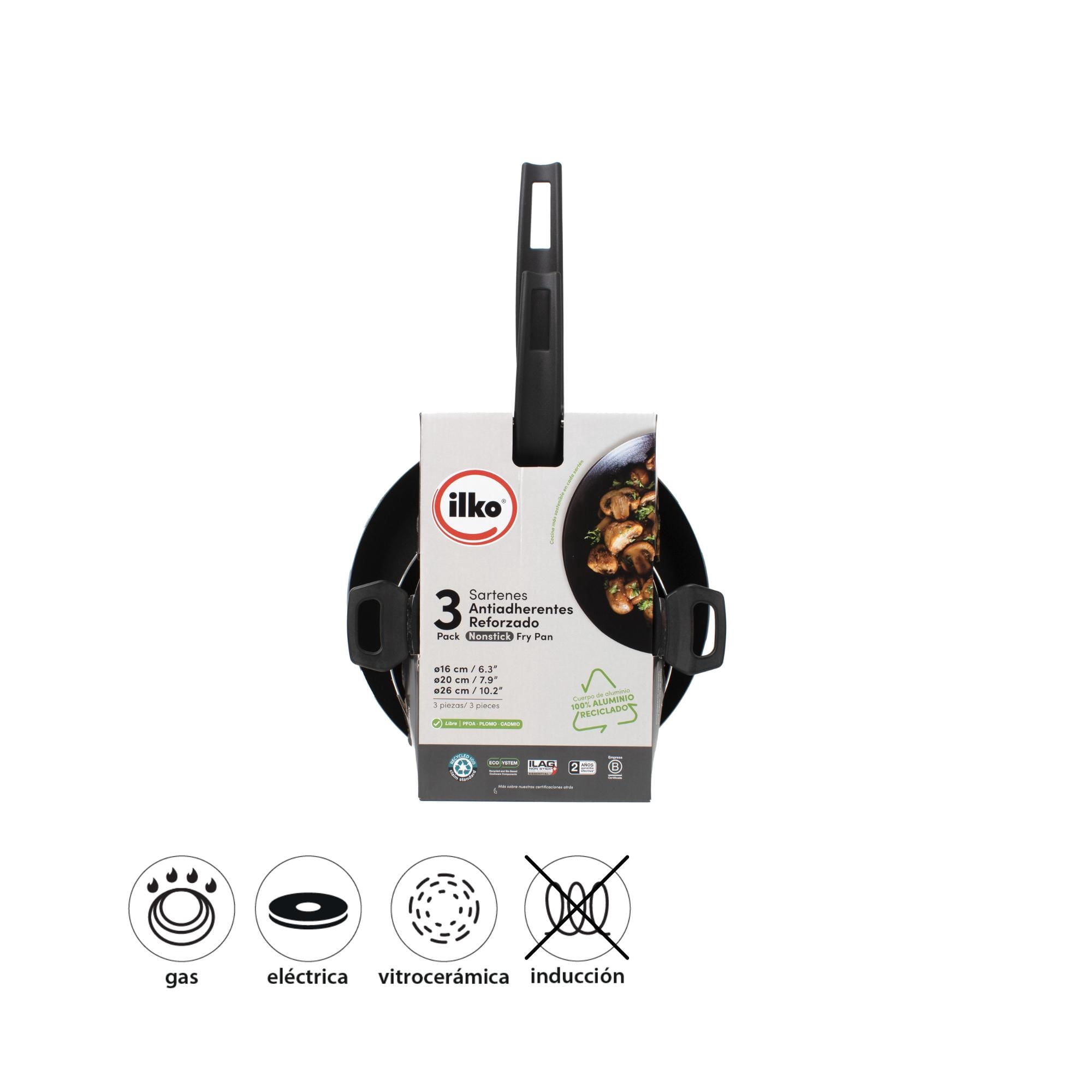 Ilko - Juego De Sartenes Every Day Aluminio Reciclado 16-20-26 Cm 3 Piezas