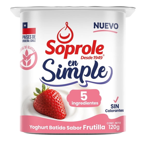 Yoghurt En Simple 5 Ingredientes Frutilla, 120 g