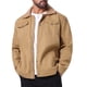 thumbnail image 4 of INSPIRE CHIC Chaqueta de Invierno para Hombre con Cuello, Botones al Frente, Forro de Felpa, Bolsillos, Chaqueta de Camionero M Caqui Oscuro, 4 of 6