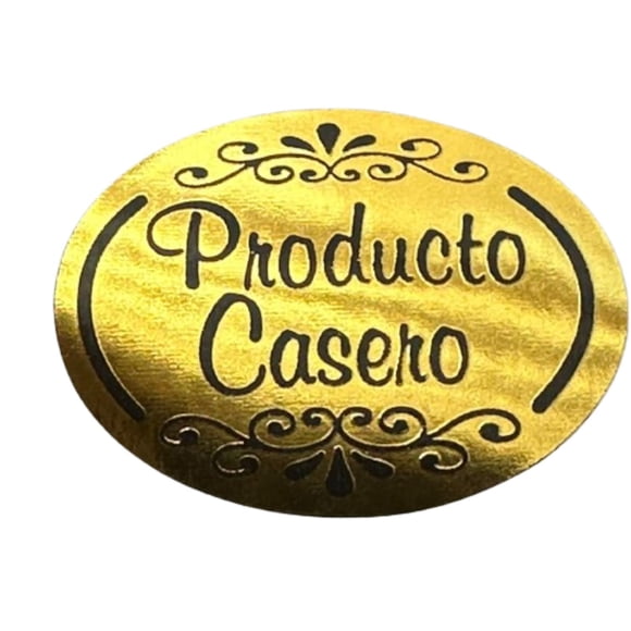 Sticker Producto Casero Dorado 100un 38mm