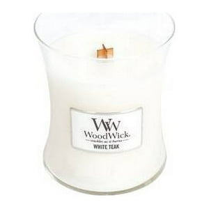 Woodwick - Vela Mediana Con Forma De Reloj De Arena De Teca Blanca