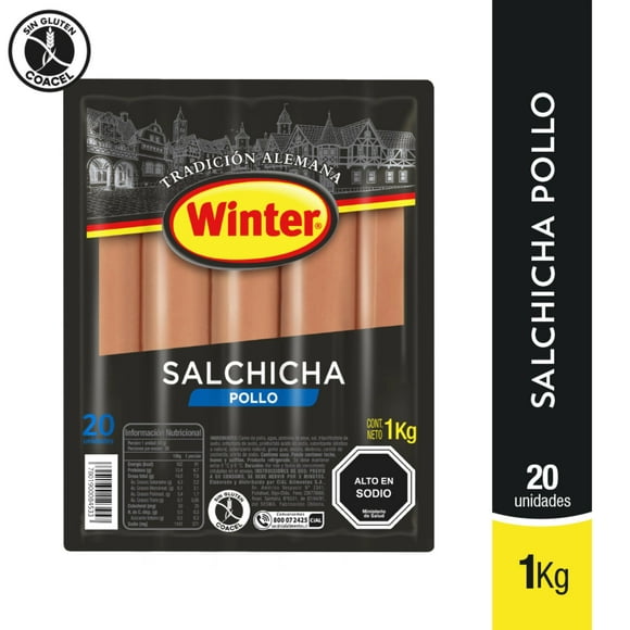 Salchichas de Pollo 20 Un, 1 Kg