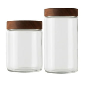 Set 2 Frascos Vidrio Tapa De Madera 750Ml + 1000Ml Allegra