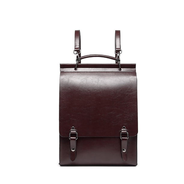 Burminsa Vintage Cowhide Genuine Leather Backpack For Women 2024 Trend Designer Travel School Bags A4 Work Female Shoulder Bags