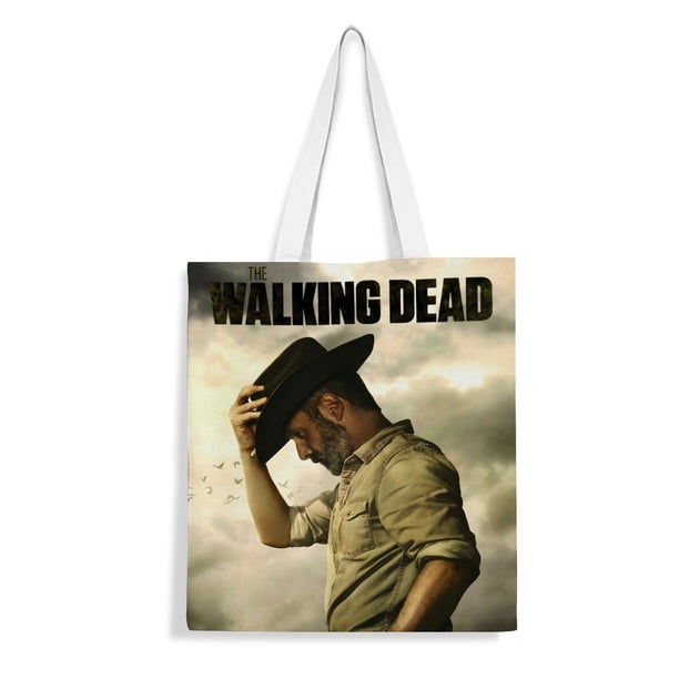 The Walking Dead Bolso de tela con estampado de lienzo para mujer, bolsa de compras reutilizable y estética, con cremallera interior, regalo para mujer,38*45cm.