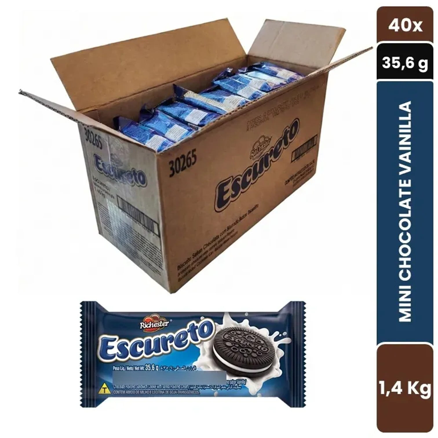 Escureto - Galletas Chocolate Vainilla Mini 40u X 35gr Caja Por Mayor