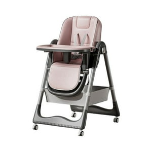 Silla De Comer Reclinable Con Ruedas Y Compartimiento Lubabycas Rosada