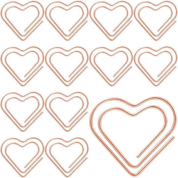Clips de papel YALOJE con forma de corazón en oro rosado - 20 piezas