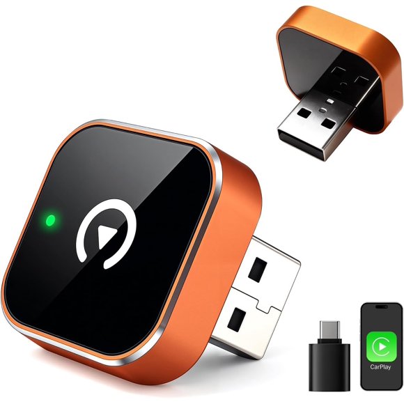 Adaptador CarPlay Inalámbrico Pluvixa Plug & Play Naranja