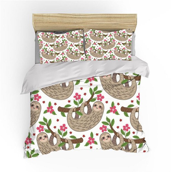 Sloth Koala Quilt Duvet Cover Set Super Doona Cover Children Soft3-Piece Bedding Set
