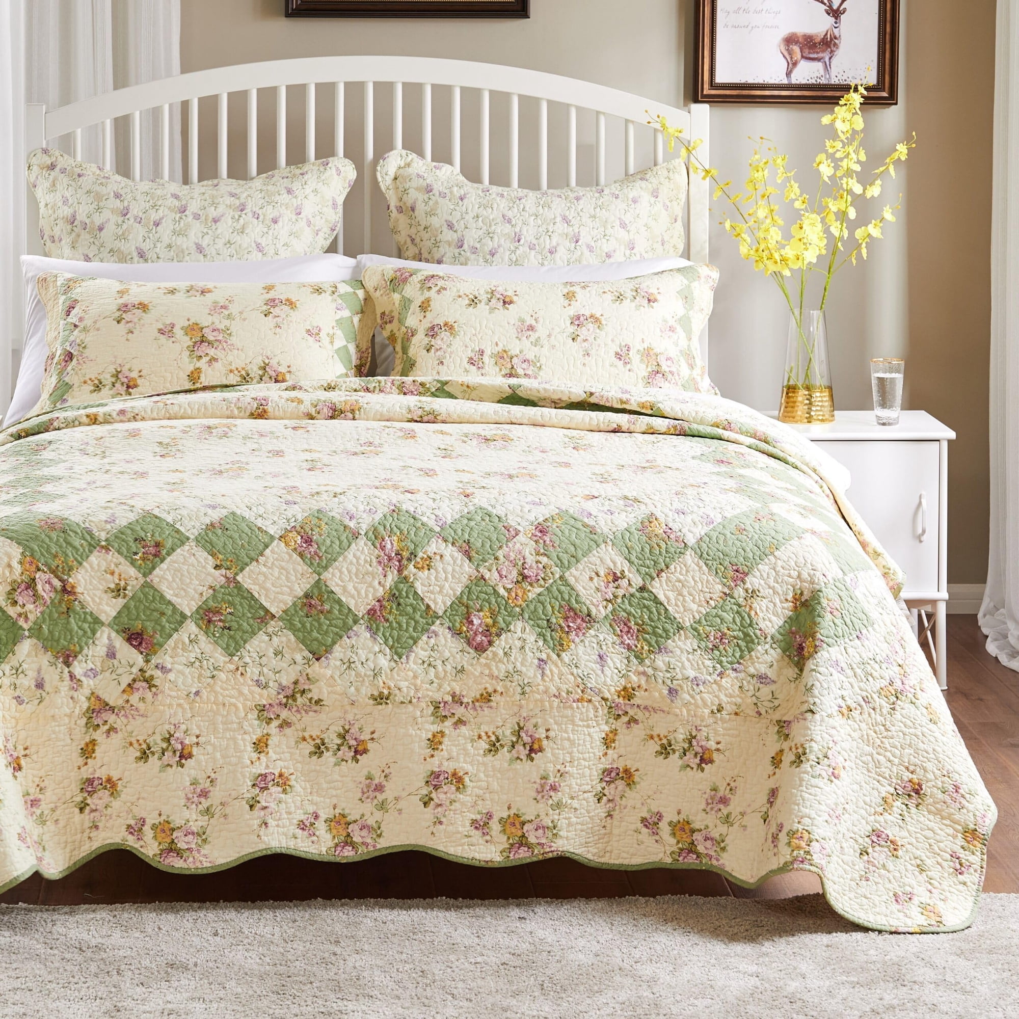 Greenland Home Fashions - Juego De Edredón Greenland Home Bliss, 100% Algodón, 3 Piezas, Tamaño Full/queen