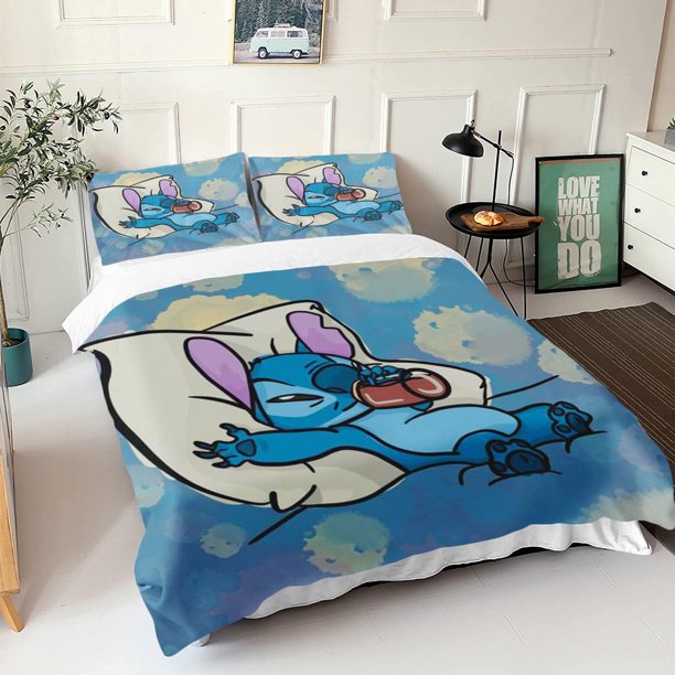 Disney Stitch Duvet Cover Set Children and Adults Cute Digital Printing Cartoon Quilt Pillowcase Bedding for Teenager