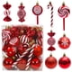 thumbnail image 2 of Ornamentos del árbol de Navidad 36 piezas Multi-Size Candy Cane Shatterproof Ball Ornaments Set para la corona de Navidad y las decoraciones de fiesta, rojo, 2 of 3