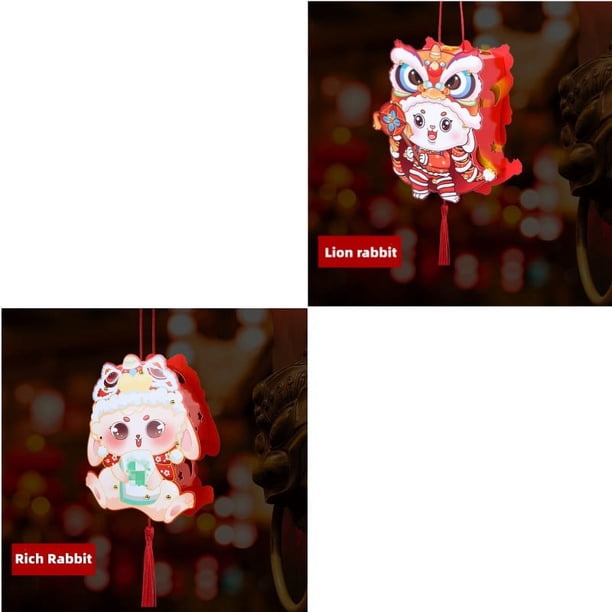 Chinese New Year Decoration,Year Of The Rabbit Lantern,Festival Lunar New Year Decor,Happy New Year,Spring Festival,Handmade Lanterns,Making DIY Materials,Kindergarten Portable Luminous,Paper Lanterns