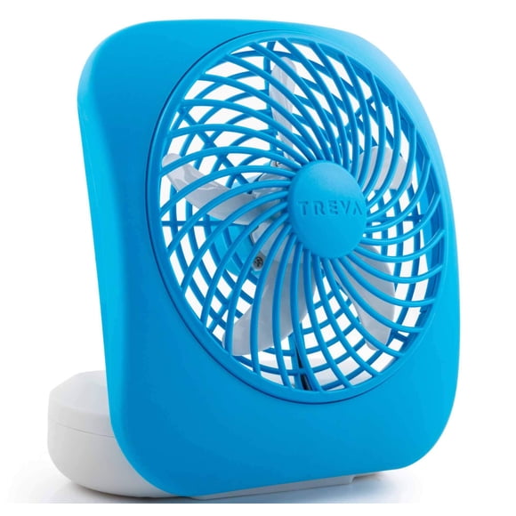 Ventilador con pilas O2COOL Treva, escritorio portátil de 5 pulgadas, azul