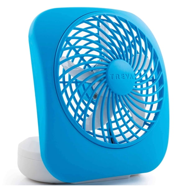 Ventilador con pilas O2COOL Treva, escritorio portátil de 5 pulgadas, azul