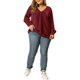 thumbnail image 2 of Agnes Orinda Conjuntos de Halloween Blusa Casual de Invierno para Mujer de Talla Grande con Manga Larga, Escote en V y Nudo, 4X Burdeos, 2 of 5