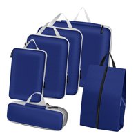 Magideal - 6 X Organizador De Equipaje Bolsas De Almacenamiento De Viaje Artículos Esenciales De Viaje Ropa De Nailon Bolsa De Lavandería Malla Cremallera Organi Azul
