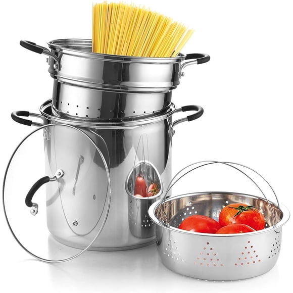 Set de olla para pasta Cook N Home de acero inoxidable de 12 litros con tapa