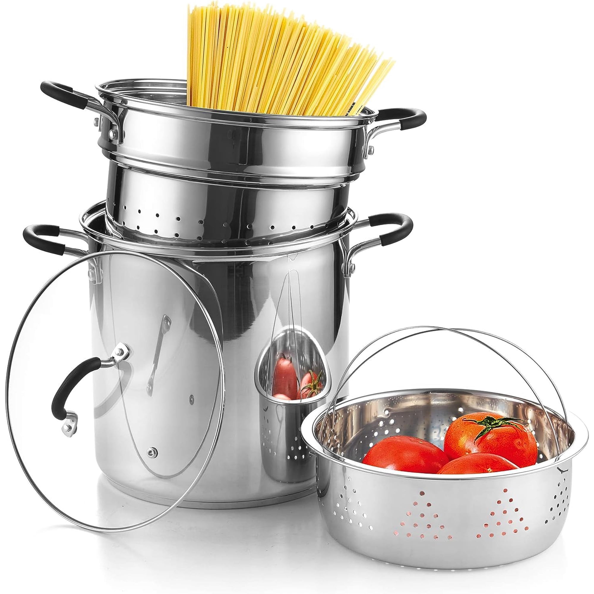 Set De Olla Para Pasta Cook N Home De Acero Inoxidable De 12 Litros Con Tapa