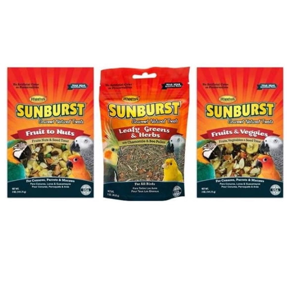Premios para aves Higgins Sunburst Gourmet Natural paquete de 3 sabores