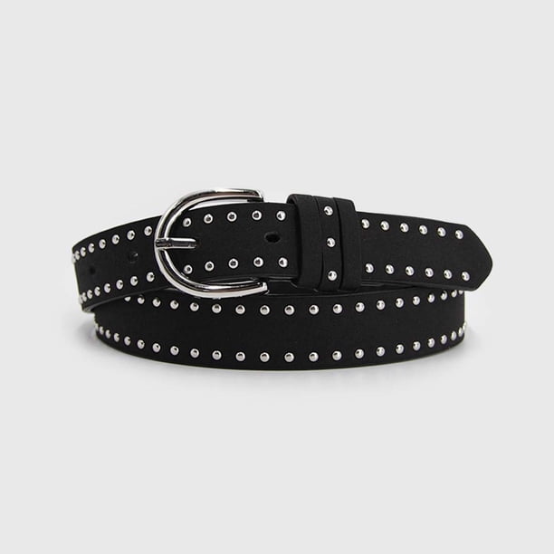 Cinturón Mujer Con Tachas Hebilla Básica Estilo Casual negro Talla Única