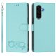 thumbnail image 2 of Funda de Cuero Tipo Billetera para Samsung Galaxy A56 5G 6.7", con Tarjetero, Correa para Muñeca, Soporte a Prueba de Golpes con Relieve de Patrón Feliz, Funda para Teléfono, Verde Claro, para, 2 of 8