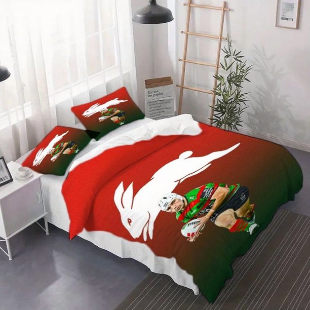 3pcs South Sydney Rabbitohs Player in Action Duvet Cover Set - Bedding (Bedspread + Pillowcases No Filling)