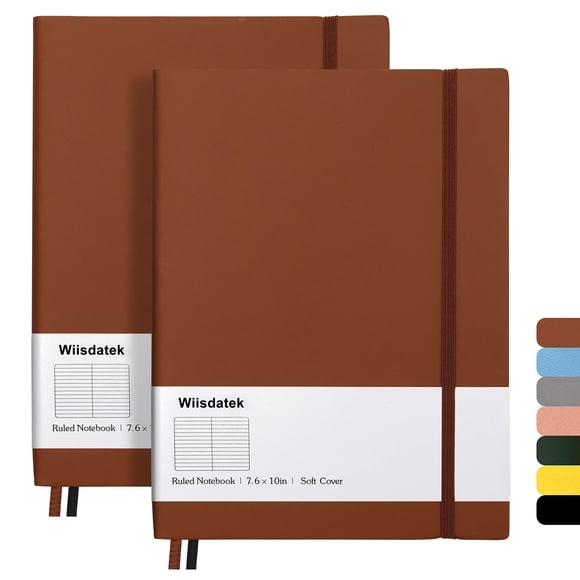 Cuadernos Wiisdatek B5 19 x 25,5 cm, paquete de 2, tapa de cuero PU