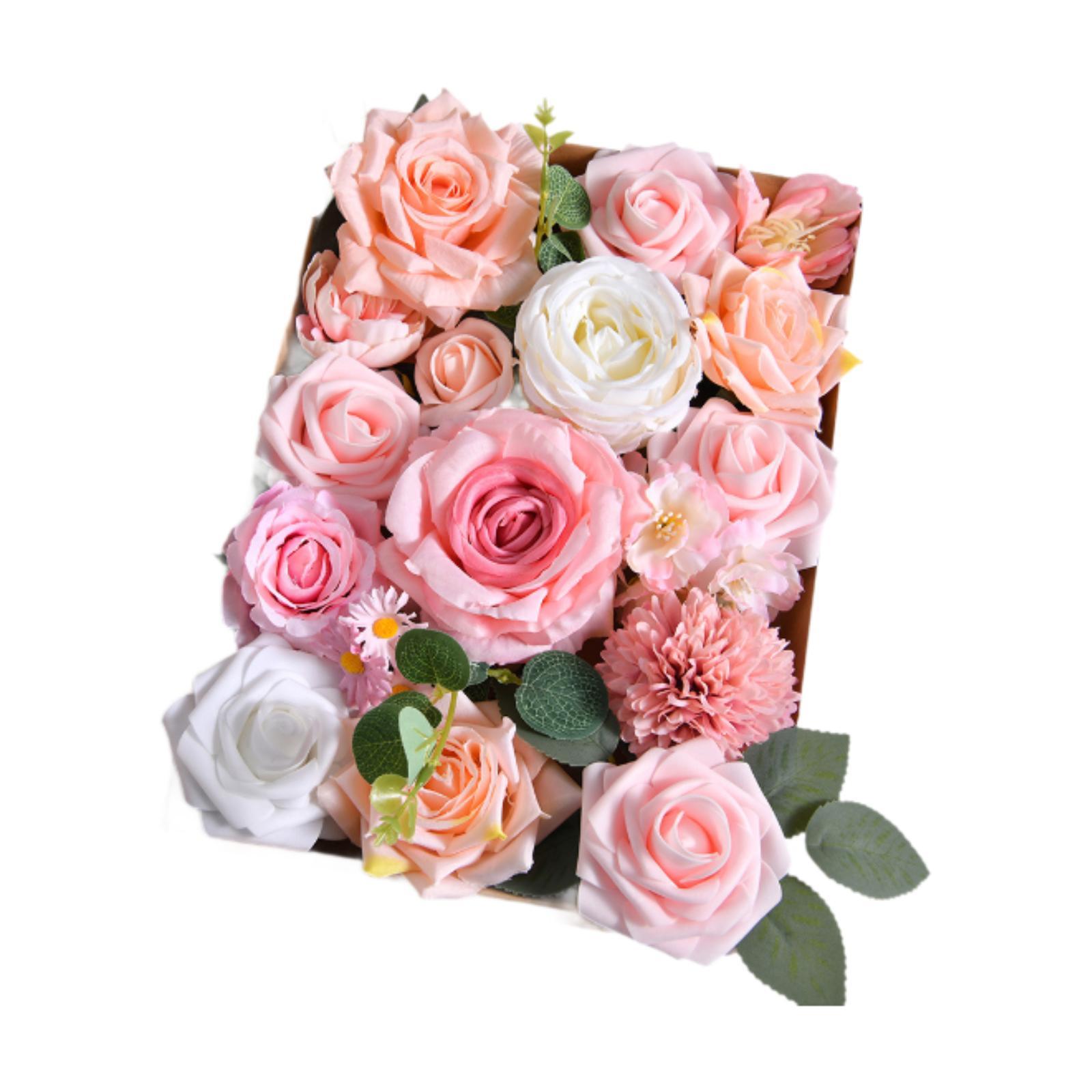Magideal - Caja Con Regalos De Flores Artificiales Ornamentos De Bricolaje De Bricolaje Artesanías Versátiles Con Flores De Boda De Varilla Para Suministros De F