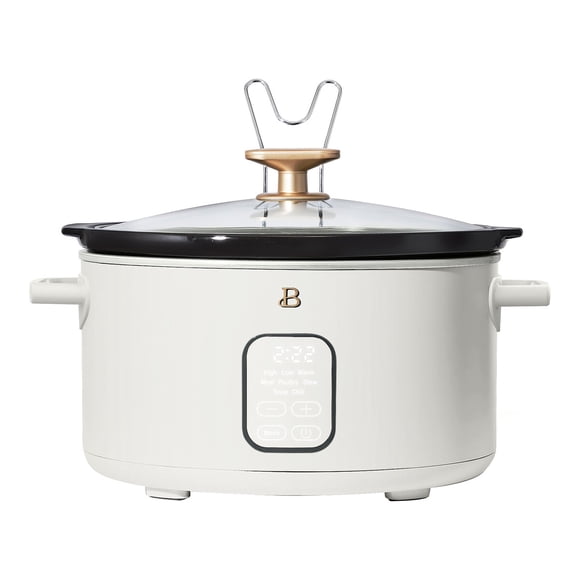 Olla de Cocción Lenta Beautiful 6 Qt Blanca con Temporizador Digital