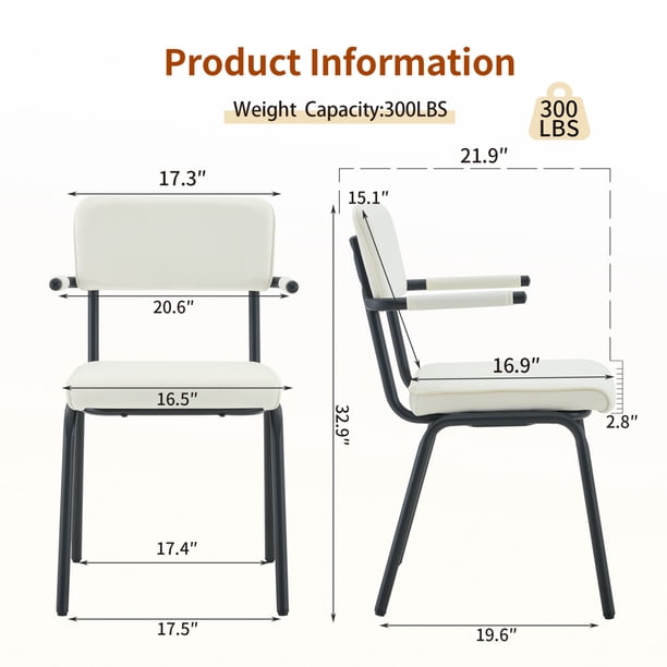 Dining Chairs Set of 4, Huggable Upholstered Dining Chairs with Soft Skin-Friendly Velvet Fabric, Table-Hangable Armrests, Metal Legs with Spray Coating Finish (White, Set of 4)