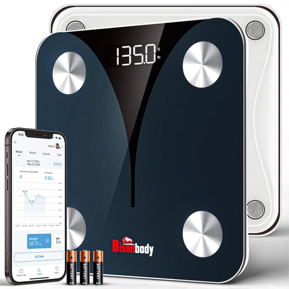 Balanza inteligente Bisonbody 180 kg Bluetooth con análisis de composición corporal