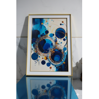 Decostilo - Cuadro Abstracto Moderno Azul Y Dorado 50X70Cm