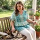thumbnail image 2 of Agnes Orinda Blusas Boho de Verano con Peplum Floral para Mujer de Talla Grande con Cuello en V y Mangas Cortas de Linterna 1X Verde, 2 of 8