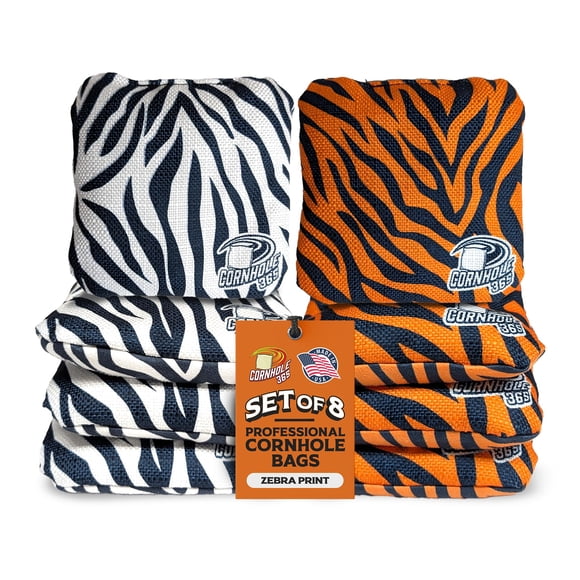 Bolsas de cornhole Cornhole365 de 6" con estampado de cebra, set de 8