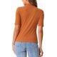 thumbnail image 3 of INSPIRE CHIC Camisetas de media manga para mujeres Regreso a clases Cuello alto Blusas casuales sólidas elásticas suaves de longitud hasta el codo M Naranja oscuro, 3 of 6