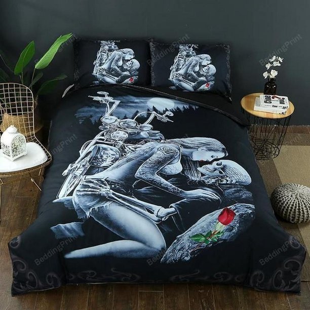 Ride Or Die Halley Motorcycle Quilt Duvet Cover Set Double Queen3-Piece Bedding Set
